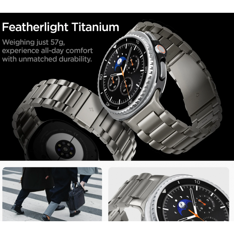 Spigen SGP Modern Fit Titanium Λουράκι Μπρασελέ για Samsung Galaxy Watch 8 40mm/44mm/46mm - Natural ΤΙΤΑΝΙΟ - AMP10122